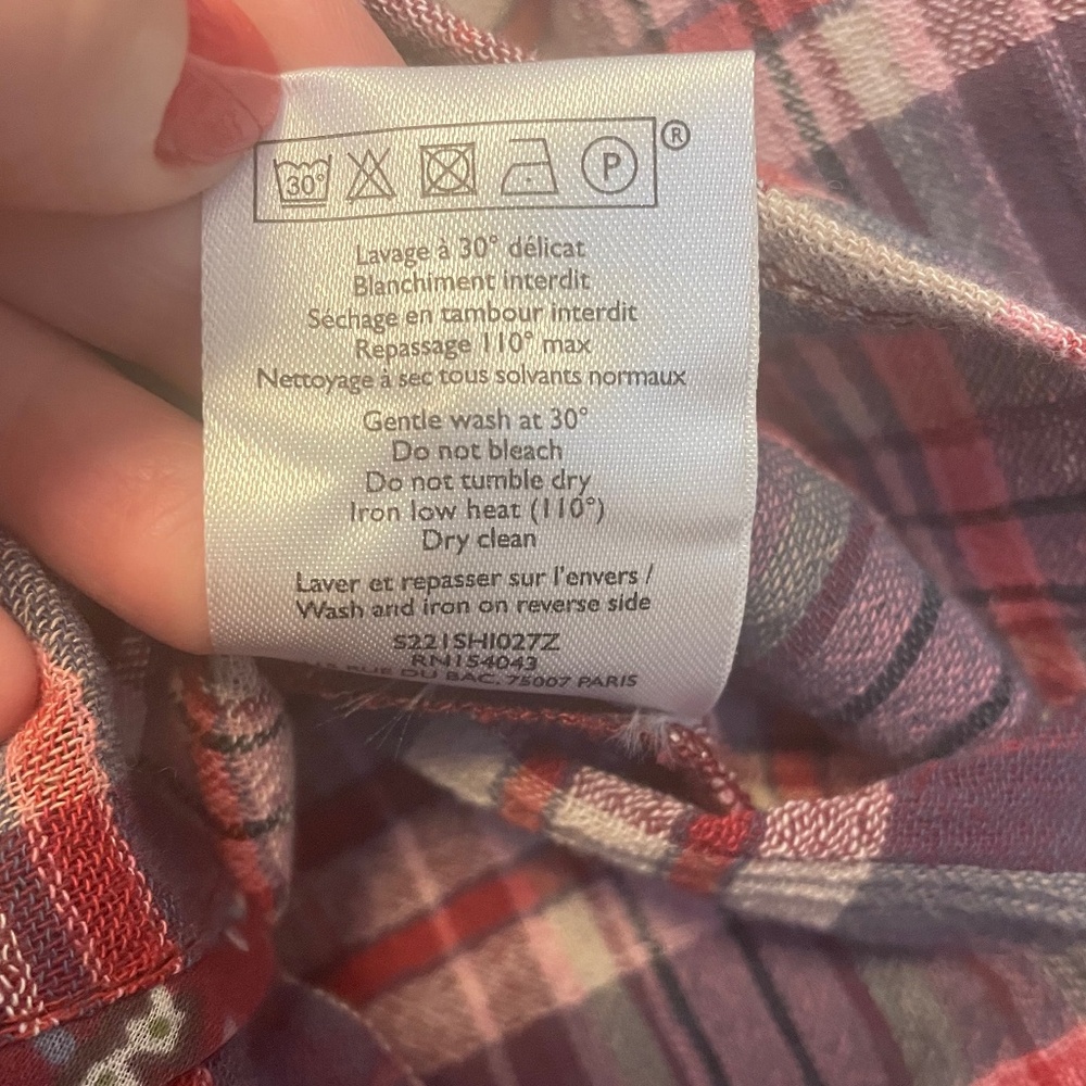 Sezane Pink and Purple Plaid Ruffled Blouse - Picture 5 of 5
